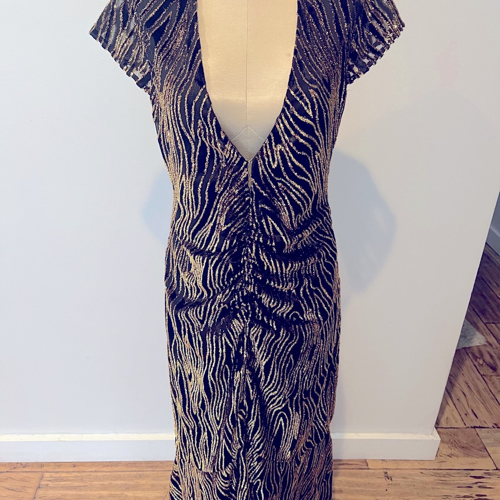 Rachel Zoe Classy long black with gold trim new without tags dress… no size tag